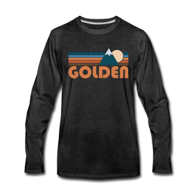 Golden, Colorado Long Sleeve T-Shirt - Retro Mountain Unisex Golden Long Sleeve Shirt - charcoal gray