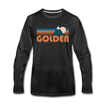 Golden, Colorado Long Sleeve T-Shirt - Retro Mountain Unisex Golden Long Sleeve Shirt - charcoal gray