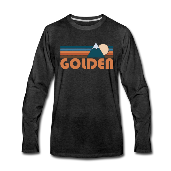 Golden, Colorado Long Sleeve T-Shirt - Retro Mountain Unisex Golden Long Sleeve Shirt - charcoal gray