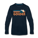Golden, Colorado Long Sleeve T-Shirt - Retro Mountain Unisex Golden Long Sleeve Shirt - deep navy
