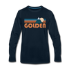 Golden, Colorado Long Sleeve T-Shirt - Retro Mountain Unisex Golden Long Sleeve Shirt - deep navy