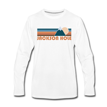 Jackson Hole, Wyoming Long Sleeve T-Shirt - Retro Mountain Unisex Jackson Hole Long Sleeve Shirt - white