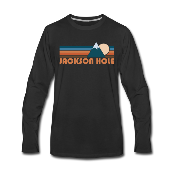 Jackson Hole, Wyoming Long Sleeve T-Shirt - Retro Mountain Unisex Jackson Hole Long Sleeve Shirt - black