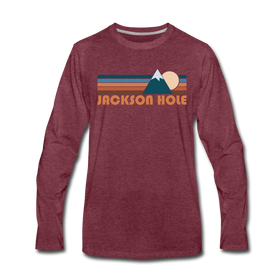 Jackson Hole, Wyoming Long Sleeve T-Shirt - Retro Mountain Unisex Jackson Hole Long Sleeve Shirt - heather burgundy