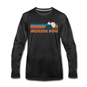 Jackson Hole, Wyoming Long Sleeve T-Shirt - Retro Mountain Unisex Jackson Hole Long Sleeve Shirt - charcoal gray