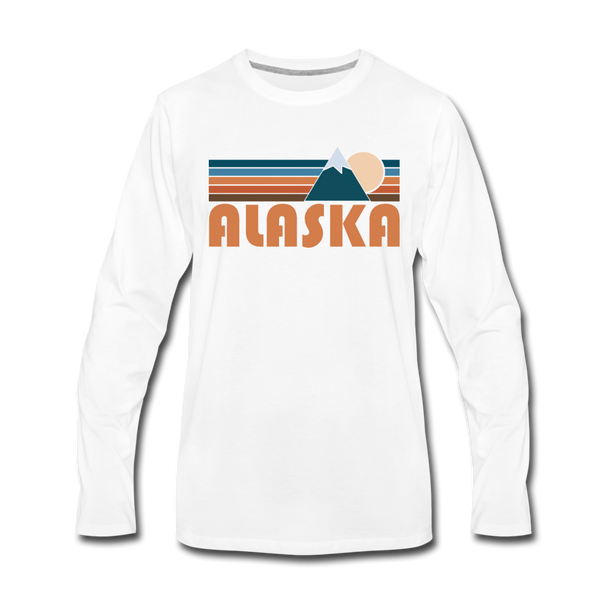 Alaska Long Sleeve T-Shirt - Retro Mountain Unisex Alaska Long Sleeve Shirt - white
