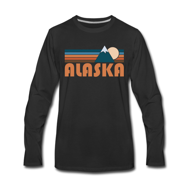 Alaska Long Sleeve T-Shirt - Retro Mountain Unisex Alaska Long Sleeve Shirt - black