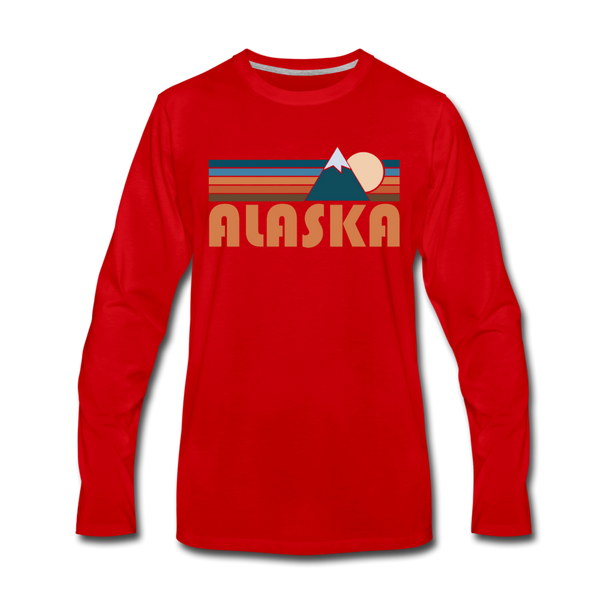 Alaska Long Sleeve T-Shirt - Retro Mountain Unisex Alaska Long Sleeve Shirt - red