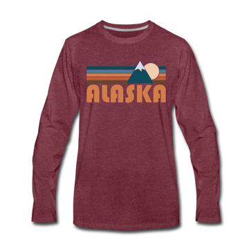 Alaska Long Sleeve T-Shirt - Retro Mountain Unisex Alaska Long Sleeve Shirt - heather burgundy