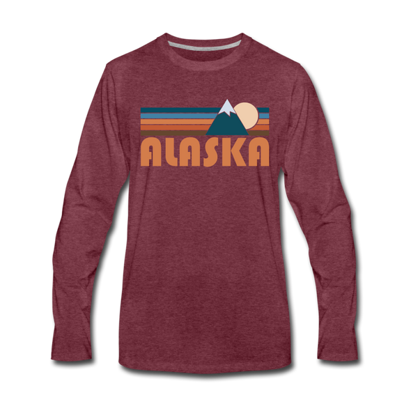Alaska Long Sleeve T-Shirt - Retro Mountain Unisex Alaska Long Sleeve Shirt - heather burgundy