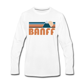 Banff, Canada Long Sleeve T-Shirt - Retro Mountain Unisex Banff Long Sleeve Shirt - white