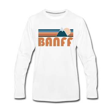 Banff, Canada Long Sleeve T-Shirt - Retro Mountain Unisex Banff Long Sleeve Shirt - white