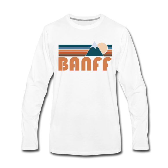 Banff, Canada Long Sleeve T-Shirt - Retro Mountain Unisex Banff Long Sleeve Shirt - white