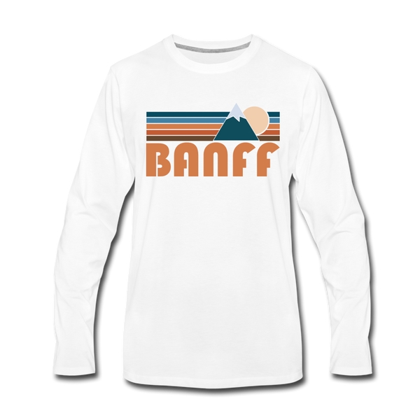 Banff, Canada Long Sleeve T-Shirt - Retro Mountain Unisex Banff Long Sleeve Shirt - white