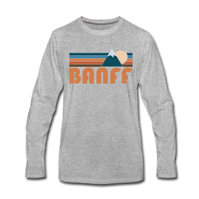Banff, Canada Long Sleeve T-Shirt - Retro Mountain Unisex Banff Long Sleeve Shirt - heather gray