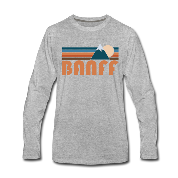 Banff, Canada Long Sleeve T-Shirt - Retro Mountain Unisex Banff Long Sleeve Shirt - heather gray