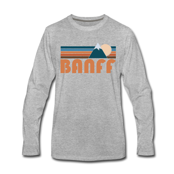 Banff, Canada Long Sleeve T-Shirt - Retro Mountain Unisex Banff Long Sleeve Shirt - heather gray