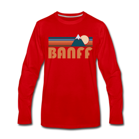 Banff, Canada Long Sleeve T-Shirt - Retro Mountain Unisex Banff Long Sleeve Shirt - red
