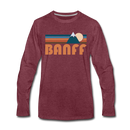 Banff, Canada Long Sleeve T-Shirt - Retro Mountain Unisex Banff Long Sleeve Shirt - heather burgundy