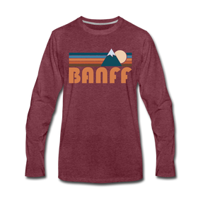 Banff, Canada Long Sleeve T-Shirt - Retro Mountain Unisex Banff Long Sleeve Shirt - heather burgundy