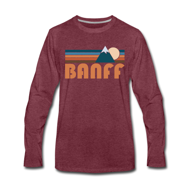 Banff, Canada Long Sleeve T-Shirt - Retro Mountain Unisex Banff Long Sleeve Shirt - heather burgundy