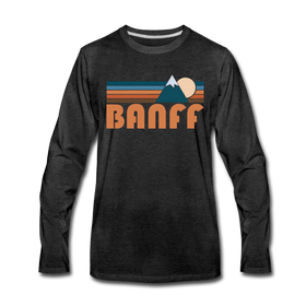 Banff, Canada Long Sleeve T-Shirt - Retro Mountain Unisex Banff Long Sleeve Shirt - charcoal gray
