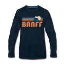 Banff, Canada Long Sleeve T-Shirt - Retro Mountain Unisex Banff Long Sleeve Shirt - deep navy