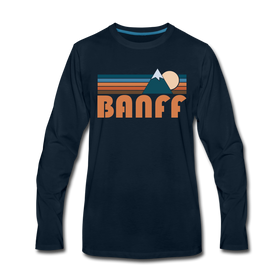 Banff, Canada Long Sleeve T-Shirt - Retro Mountain Unisex Banff Long Sleeve Shirt - deep navy