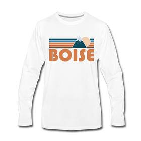 Boise, Idaho Long Sleeve T-Shirt - Retro Mountain Unisex Boise Long Sleeve Shirt - white
