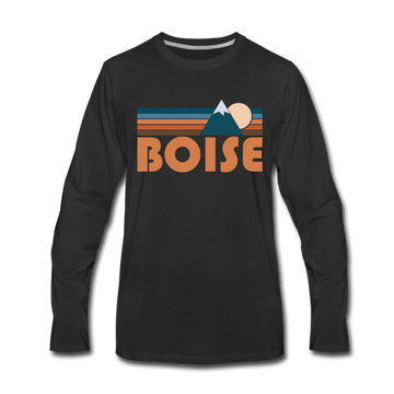Boise, Idaho Long Sleeve T-Shirt - Retro Mountain Unisex Boise Long Sleeve Shirt - black