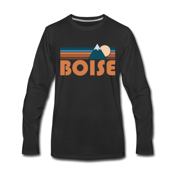 Boise, Idaho Long Sleeve T-Shirt - Retro Mountain Unisex Boise Long Sleeve Shirt - black