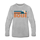 Boise, Idaho Long Sleeve T-Shirt - Retro Mountain Unisex Boise Long Sleeve Shirt - heather gray