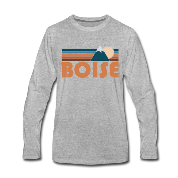 Boise, Idaho Long Sleeve T-Shirt - Retro Mountain Unisex Boise Long Sleeve Shirt - heather gray