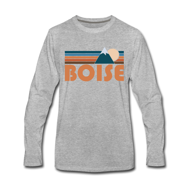 Boise, Idaho Long Sleeve T-Shirt - Retro Mountain Unisex Boise Long Sleeve Shirt - heather gray
