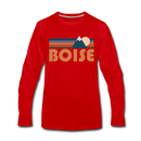 Boise, Idaho Long Sleeve T-Shirt - Retro Mountain Unisex Boise Long Sleeve Shirt - red