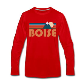 Boise, Idaho Long Sleeve T-Shirt - Retro Mountain Unisex Boise Long Sleeve Shirt - red