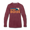 Boise, Idaho Long Sleeve T-Shirt - Retro Mountain Unisex Boise Long Sleeve Shirt - heather burgundy