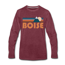 Boise, Idaho Long Sleeve T-Shirt - Retro Mountain Unisex Boise Long Sleeve Shirt - heather burgundy