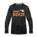 Boise, Idaho Long Sleeve T-Shirt - Retro Mountain Unisex Boise Long Sleeve Shirt - charcoal gray