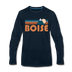 Boise, Idaho Long Sleeve T-Shirt - Retro Mountain Unisex Boise Long Sleeve Shirt - deep navy