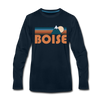 Boise, Idaho Long Sleeve T-Shirt - Retro Mountain Unisex Boise Long Sleeve Shirt - deep navy