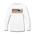 Boulder, Colorado Long Sleeve T-Shirt - Retro Mountain Unisex Boulder Long Sleeve Shirt - white