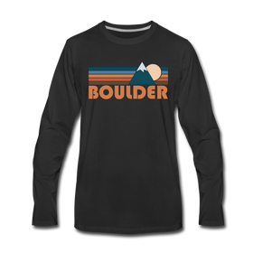 Boulder, Colorado Long Sleeve T-Shirt - Retro Mountain Unisex Boulder Long Sleeve Shirt - black