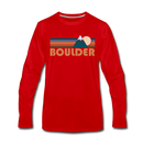Boulder, Colorado Long Sleeve T-Shirt - Retro Mountain Unisex Boulder Long Sleeve Shirt - red
