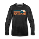 Boulder, Colorado Long Sleeve T-Shirt - Retro Mountain Unisex Boulder Long Sleeve Shirt - charcoal gray