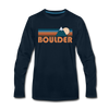 Boulder, Colorado Long Sleeve T-Shirt - Retro Mountain Unisex Boulder Long Sleeve Shirt - deep navy