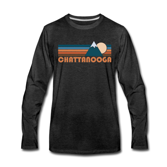 Chattanooga, Tennessee Long Sleeve T-Shirt - Retro Mountain Unisex Chattanooga Long Sleeve Shirt - charcoal gray
