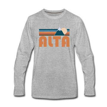 Alta, Utah Long Sleeve T-Shirt - Retro Mountain Unisex Alta Long Sleeve Shirt - heather gray