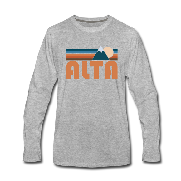 Alta, Utah Long Sleeve T-Shirt - Retro Mountain Unisex Alta Long Sleeve Shirt - heather gray