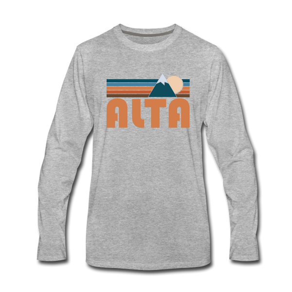 Alta, Utah Long Sleeve T-Shirt - Retro Mountain Unisex Alta Long Sleeve Shirt - heather gray